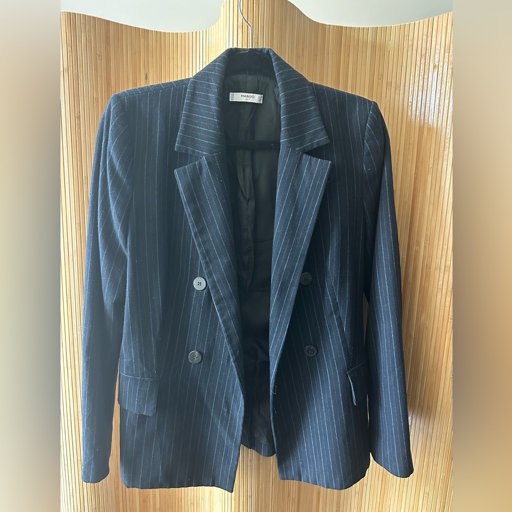 Mango Women's Double-Breasted Pinstripe Blazer